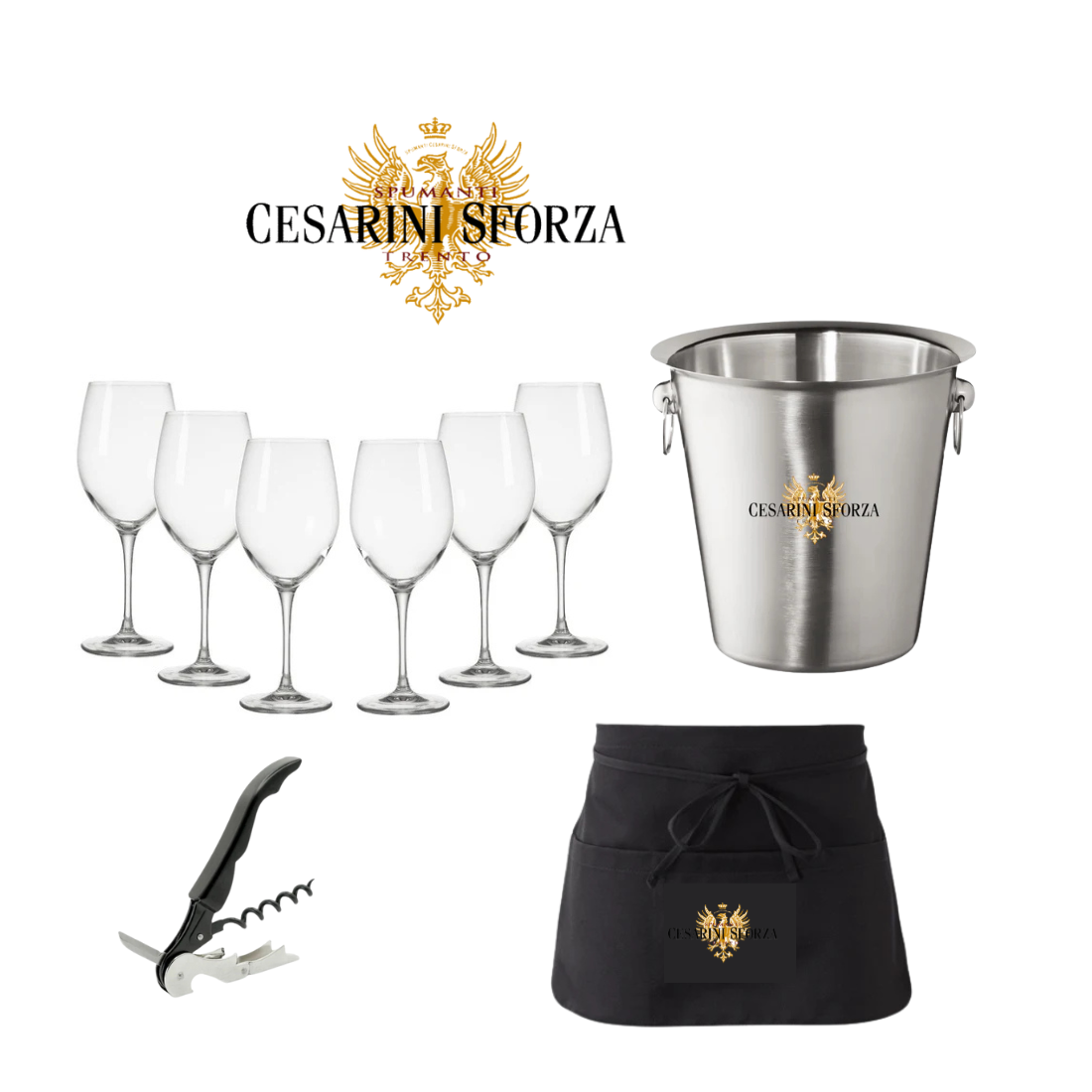 Cesarinisforza   cavatappi calici glacette e grembiule