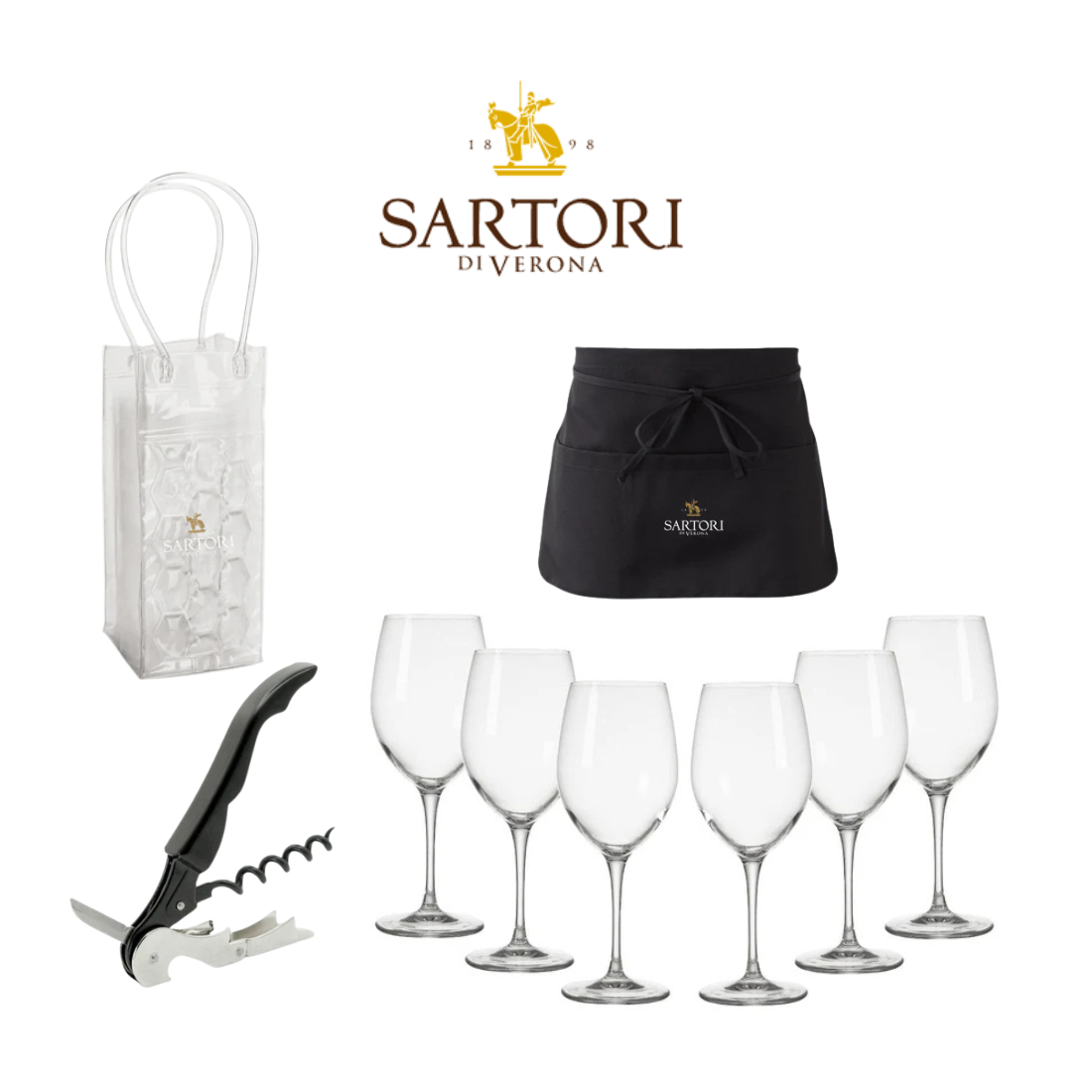 Sartori di verona   cavatappi calici grembiule e ice bag