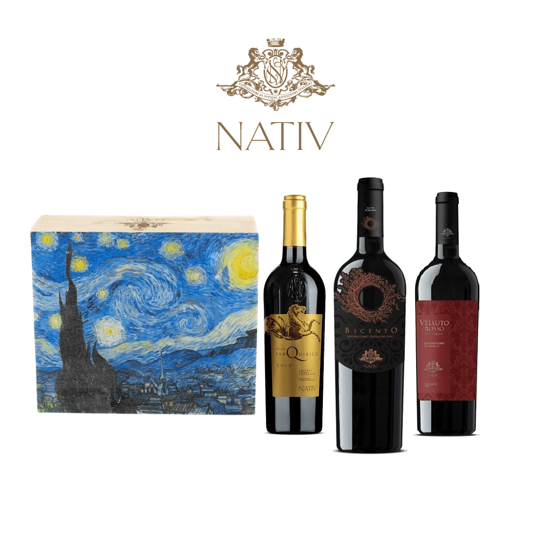 Bicento 2018 + Velluto Rosso 2019 + Eremo Gold 2018 - Limited Ed. Van Gogh - Nativ-Vinolog24.com